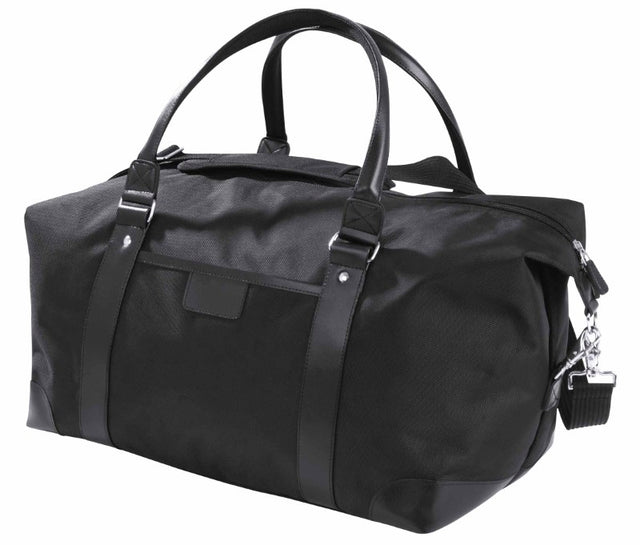 Stylish Milan Overnight Bag in 1680D ballistic polyester with leatherette trim, featuring a spacious zippered main compartment.