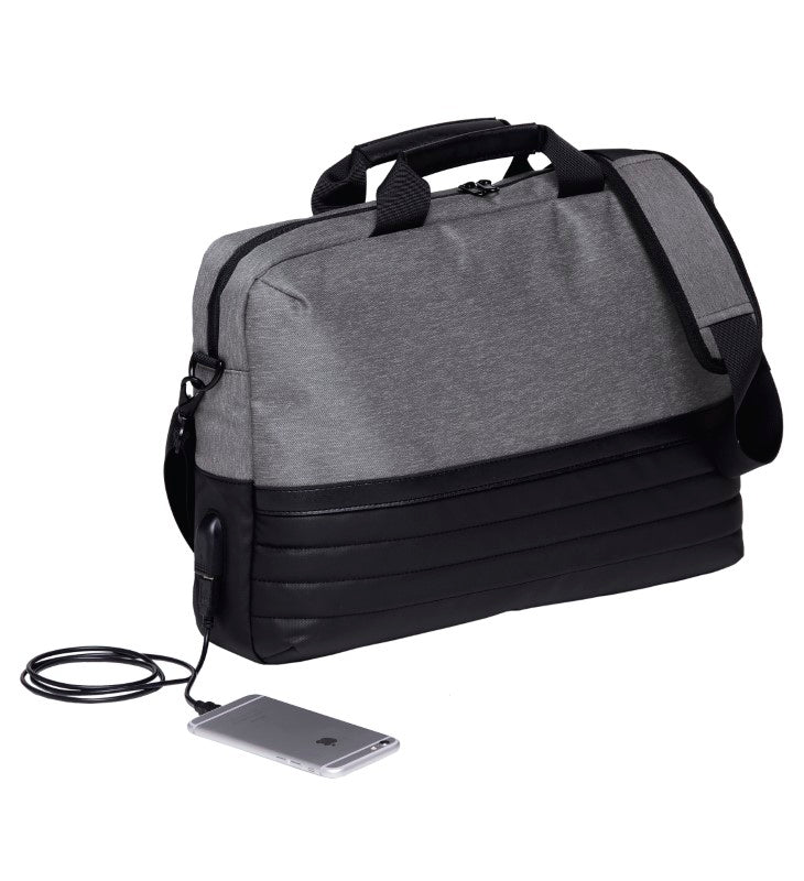 Wired Brief Laptop Bag in sleek design with USB charging port, padded compartments, and durable materials for professionals.