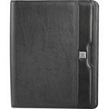 Luxurious A4 zippered compendium in genuine Nappa leather with organizer panel, perfect for professionals and students.