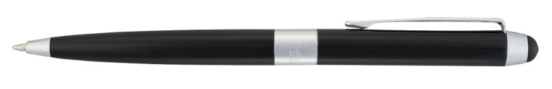 Elegant dual ballpoint stylus pen with a high gloss brass body and rubberised stylus end for touchscreen compatibility.