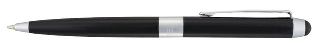Elegant dual ballpoint stylus pen with a high gloss brass body and rubberised stylus end for touchscreen compatibility.