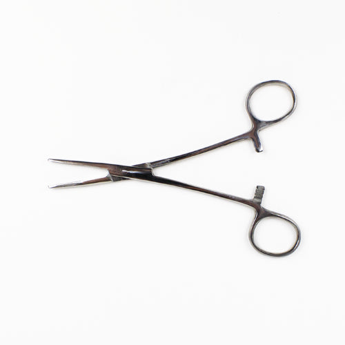 5-inch straight hemostat tool made of stainless steel with locking mechanism, ideal for precision gripping in crafts and surgery.