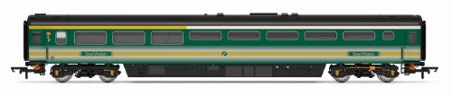 Hornby FGW Mk3 Trailer Restaurant model, showcasing detailed 75ft design and authentic livery for railway collectors.