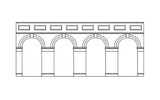 Mid-level arched retaining wall set in vibrant red, perfect for enhancing model railways and realistic landscapes.