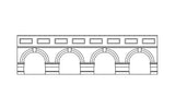 Vibrant red arched retaining walls for model railways, enhancing realism with detailed brick texture; perfect for dioramas.