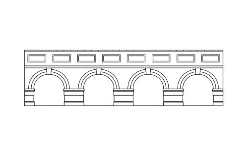 Hornby Accessories - Low Lev. Arch. Retain.Wall-Red