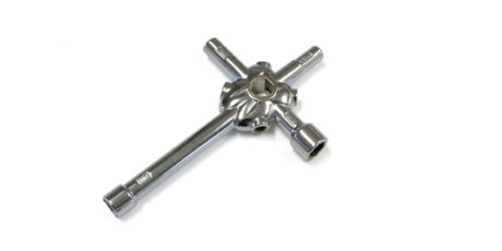 Kyosho Cross Wrench for RC vehicles, featuring sizes 5.5mm, 7.0mm, 8.0mm, 10mm for efficient wheel changes and maintenance.