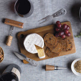 Elegant Apero Fromage Set with acacia wood board, stainless steel tools, perfect for cheese and wine gatherings.