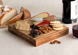 Elegant clamshell cheese board made from Acacia hardwood with stainless steel knives, perfect for gatherings and gifting.