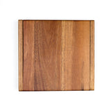 Elegant Acacia hardwood cheese board with clamshell design, stainless steel utensils, perfect for entertaining and gifting.