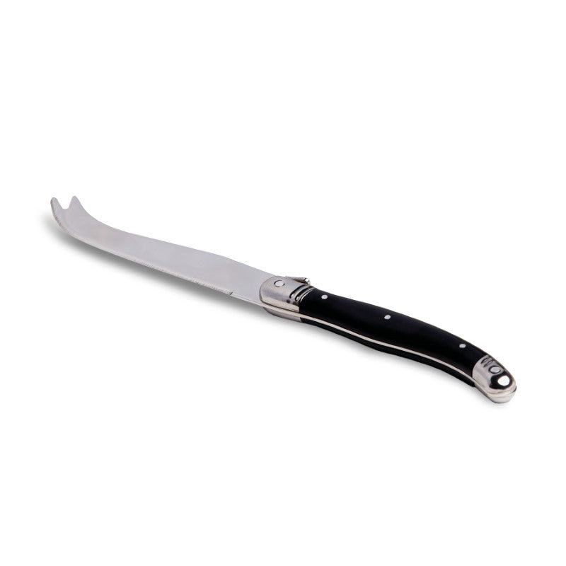 Ergonomic 23cm Fetta Cheese Knife with stainless steel blade and comfortable black handle, elegantly packaged in a natural pine gift box.