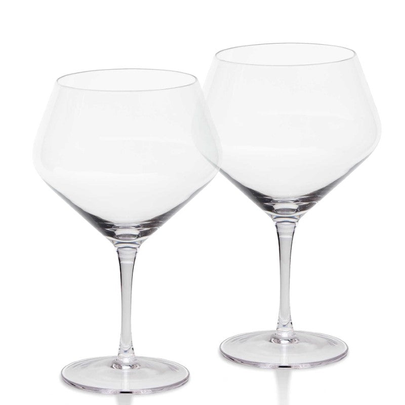 Elegant Ginaissance Glass Set featuring two large stemmed glasses designed for gin and tonic, presented in a sleek gift box.