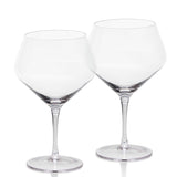 Elegant Ginaissance Glass Set featuring two large stemmed glasses designed for gin and tonic, presented in a sleek gift box.