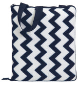 Oasis Outdoor Blanket featuring a stylish chevron print, waterproof backing, and compact cushion design for all outdoor adventures.