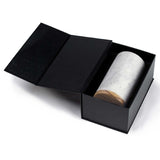 Elegant Vino Marble Cooler with unique grey veining in white marble, featuring an Acacia wood base for wine temperature preservation.