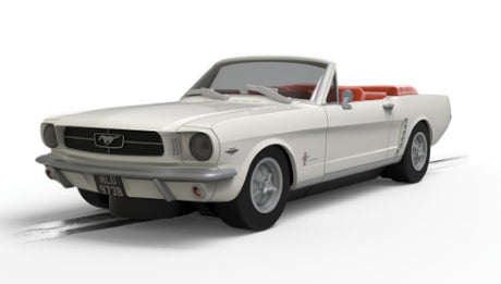 Slot Car model of the 1964 Ford Mustang from James Bond's Goldfinger, featuring exquisite detailing for collectors and racing fans.