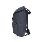 Stylish smpli Stomp Backpack in durable melange fabric, featuring padded laptop compartment and adjustable straps for comfort.