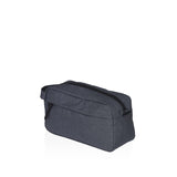 Stylish travel wash kit with durable polyester, zippered compartments, and mesh pockets for organized grooming essentials.
