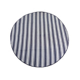 Round Trekk Picnic Rug with nautical stripes, waterproof backing, and detachable wrap; spacious 175cm for outdoor fun.