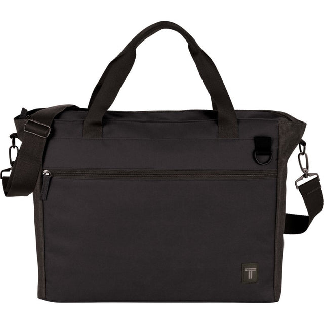 Tranzip Brief 15" Computer Tote in durable polyester with padded compartment, multiple pockets, and adjustable strap for easy transport.