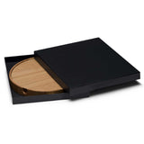 Elegant Epicure 6 pcs Placemat Set with oak veneer finish and unique wood grain, includes a tray-style base for storage.