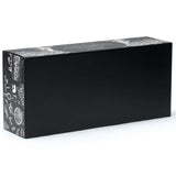 Elegant Sommelier Wine Tasting Set with 4 stemless glasses, pine tray, slate panel for labeling, and classy black presentation box.