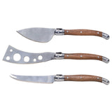 Wedge Cheese Knife Block Set featuring 4 stainless steel knives and a unique Acacia wood block, perfect for cheese lovers.