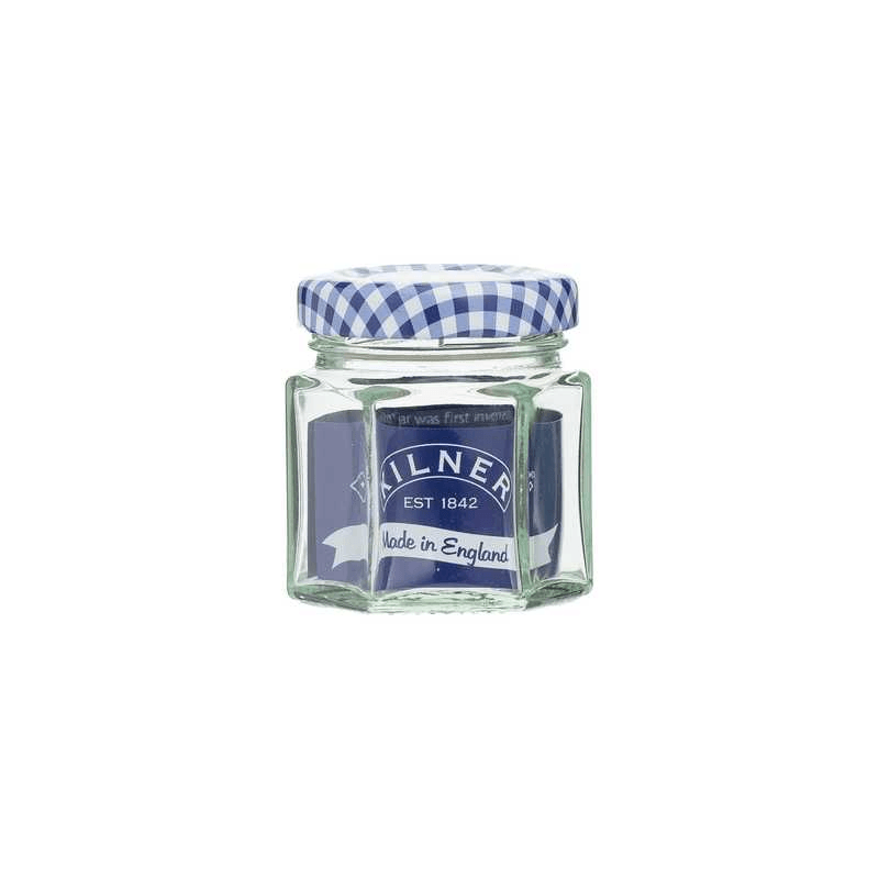 Compact 48ml glass Hex Twist Top Jars by Kilner, perfect for sustainable kitchen storage and preserving freshness.