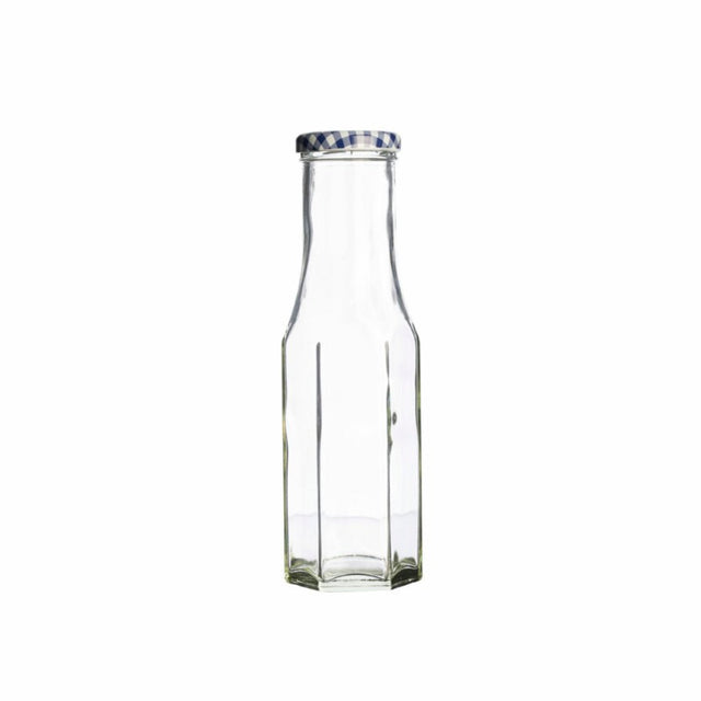 Kilner 250ml hex twist top bottle, ideal for condiments and storage, crafted from eco-friendly recycled glass.