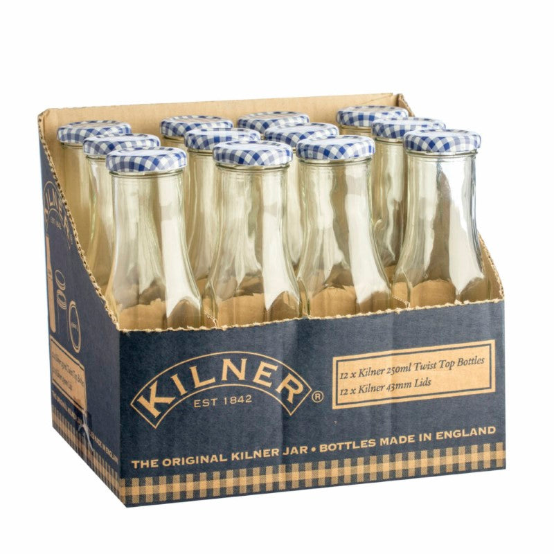 Kilner 250ml Hex Twist Top Bottle, perfect for condiments and storage, made from recycled glass, stylish and eco-friendly.