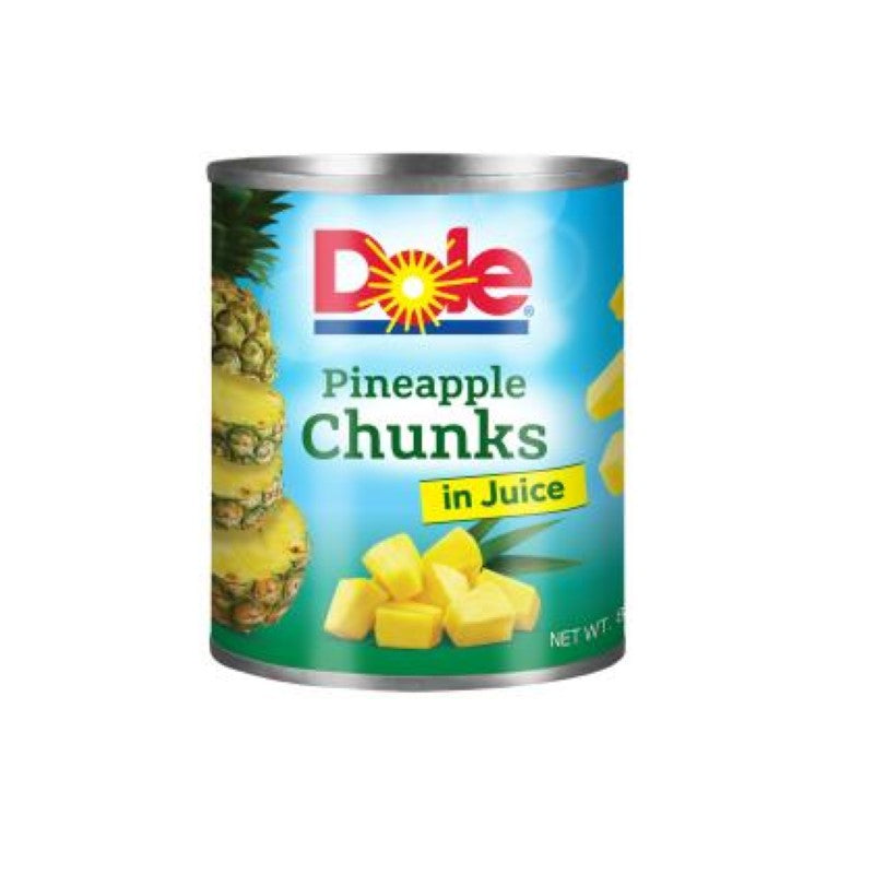 Dole Pineapple Chunks in Juice 822g pack, featuring sweet, juicy chunks sourced from the Philippines for delicious recipes.