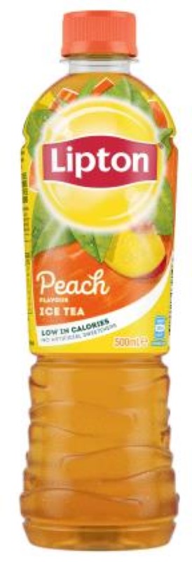 Refreshing Lipton Ice Tea Peach in a 12-pack with 500ml bottles, combining peach sweetness and black tea flavor.