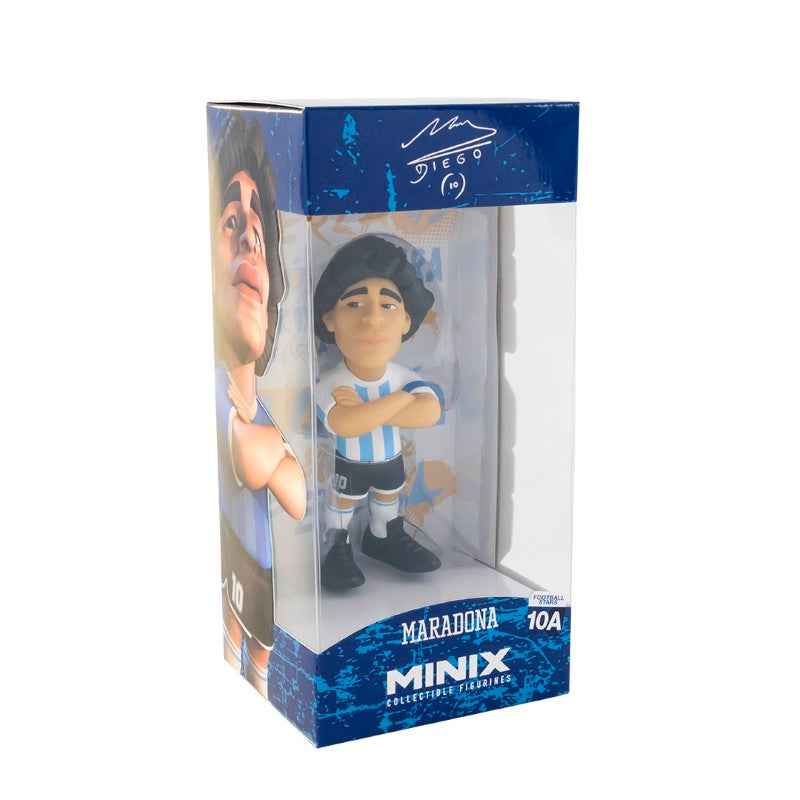 Collectible MINIx figurine of Diego Maradona, 5 inches tall, showcasing detailed caricature for football fans and collectors.