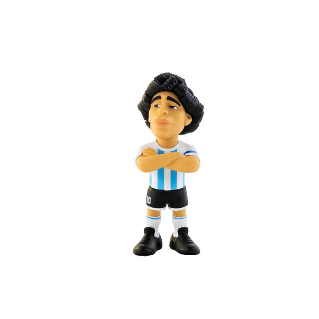 Collectible MINIx figurine of Diego Maradona, 5 inches tall, showcasing his iconic style and celebrated football legacy.