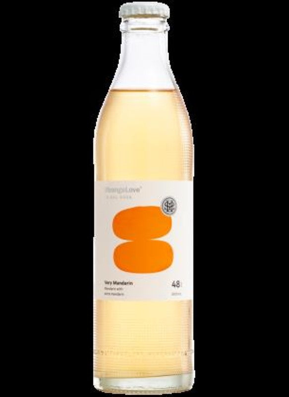 Refreshing StrangeLove Very Mandarin Lo-Cal Soda, 300ml bottles in a 6-pack, perfect for health-conscious consumers.