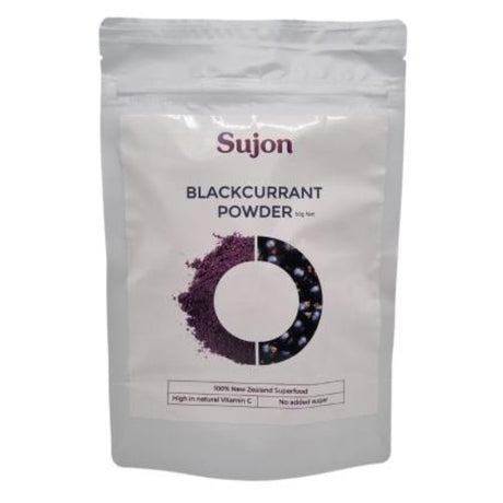 Freeze-dried blackcurrant powder by Sujon in a 50g pack, rich in antioxidants and ideal for smoothies and baking.