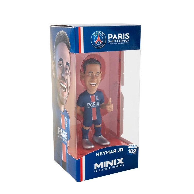 Collectible MINIX 010 Neymar Jr figurine, 5 inches tall, showcases hyper-stylized details and honors the famed footballer.