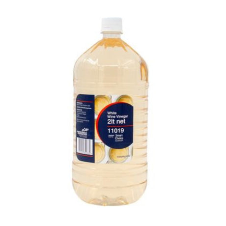 White Wine Vinegar in a 2L bottle from Smart Choice, perfect for dressings, marinades, and enhancing meal flavors.