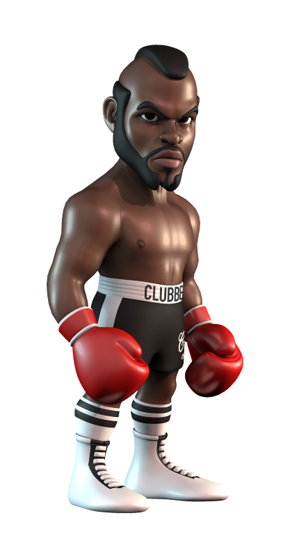 Collectible figurine of Clubber Lang, featuring intricate detailing and vibrant colors, inspired by Mr. T from boxing movies.