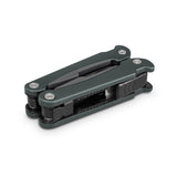 Multi Tool Dom in Black/Grey, featuring 11 functions, spring-loaded pliers, and a stylish, lightweight design for adventurers.