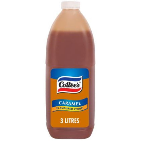 3L bottle of Cottee's caramel syrup, ideal for desserts and milkshakes with rich toffee flavor from New Zealand.