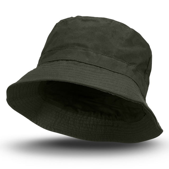 Dark olive oilskin bucket hat set of 5, waterproof, breathable, 60cm size, ideal for sun protection and outdoor activities.