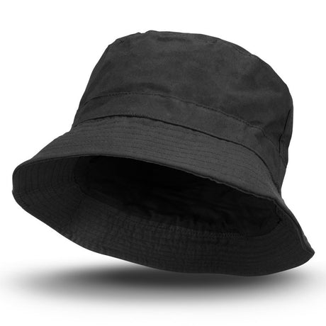 Set of 5 black oilskin bucket hats, waterproof and breathable, designed for outdoor adventures, medium size (57cm).