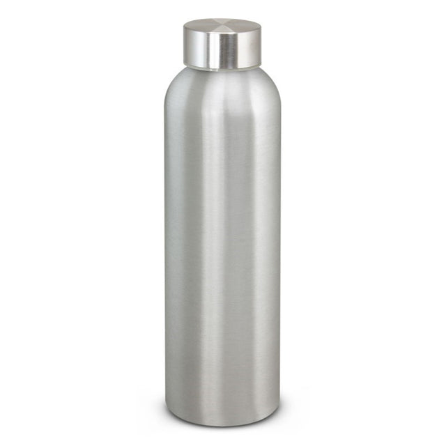 Set of 10 sleek 600ml BPA-free aluminium bottles in shiny silver, ideal for stylish hydration on-the-go.