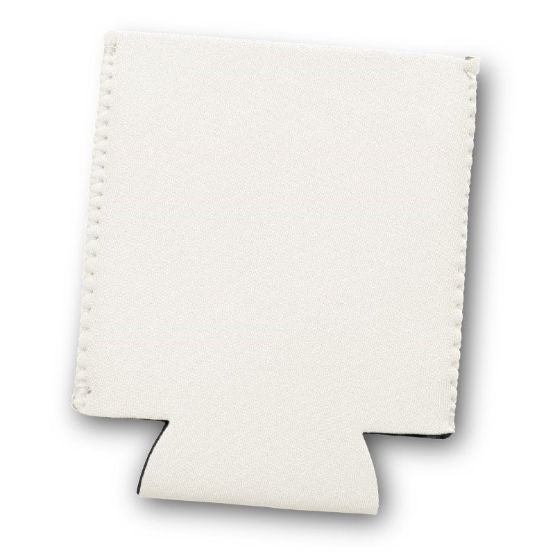 Set of 50 Bergen White Stubby Coolers made from neoprene for insulation; keeps drinks cold and hands dry at events.
