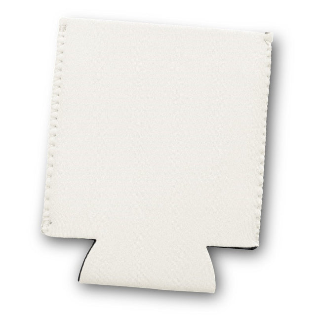 Set of 50 Bergen White Stubby Coolers made from neoprene for insulation; keeps drinks cold and hands dry at events.