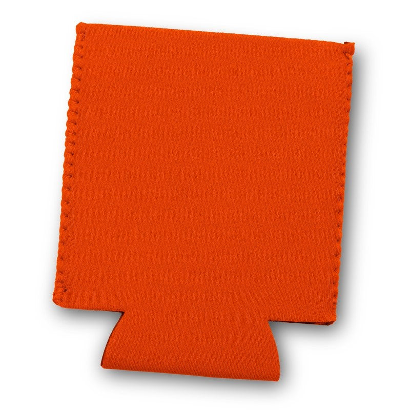 Vibrant orange stubby cooler set of 50, made from insulated neoprene to keep drinks cold and hands dry.