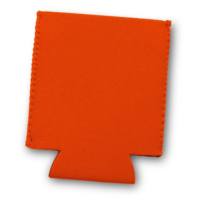 Vibrant orange stubby cooler set of 50, made from insulated neoprene to keep drinks cold and hands dry.