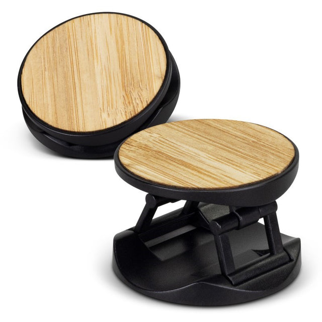 Set of 50 Bamboo Black phone holders that stick to devices, offering grip and convenient hands-free viewing.