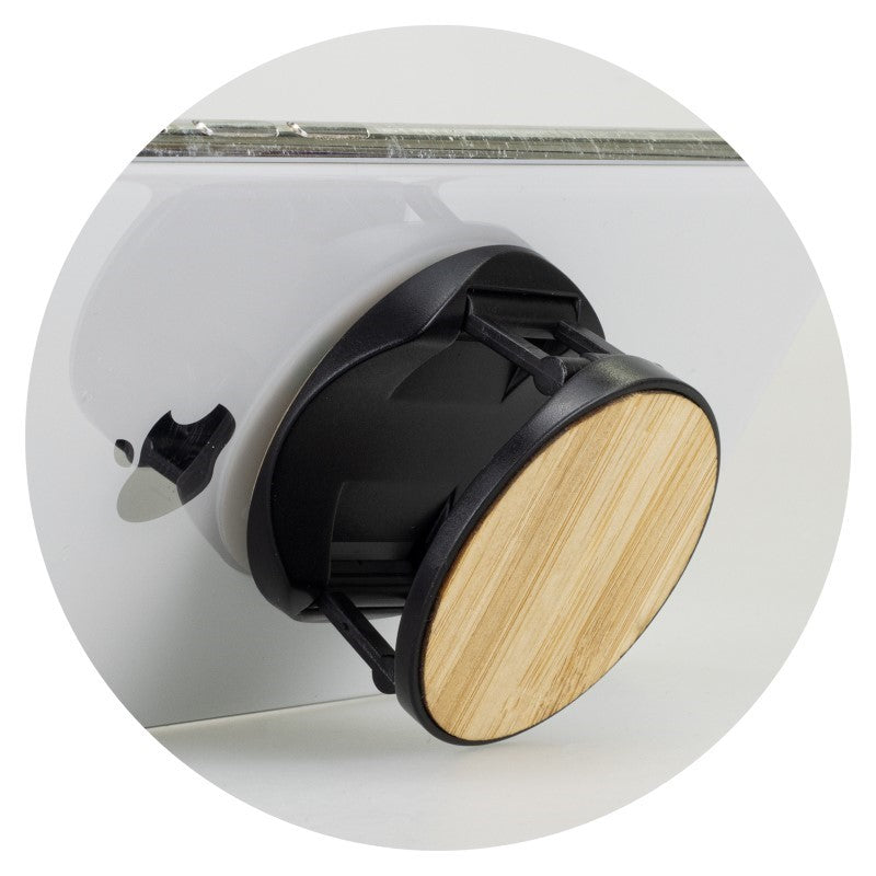 Set of 50 Bamboo Black Phone Holders; eco-friendly, grips devices securely, doubles as a stand for hands-free viewing.